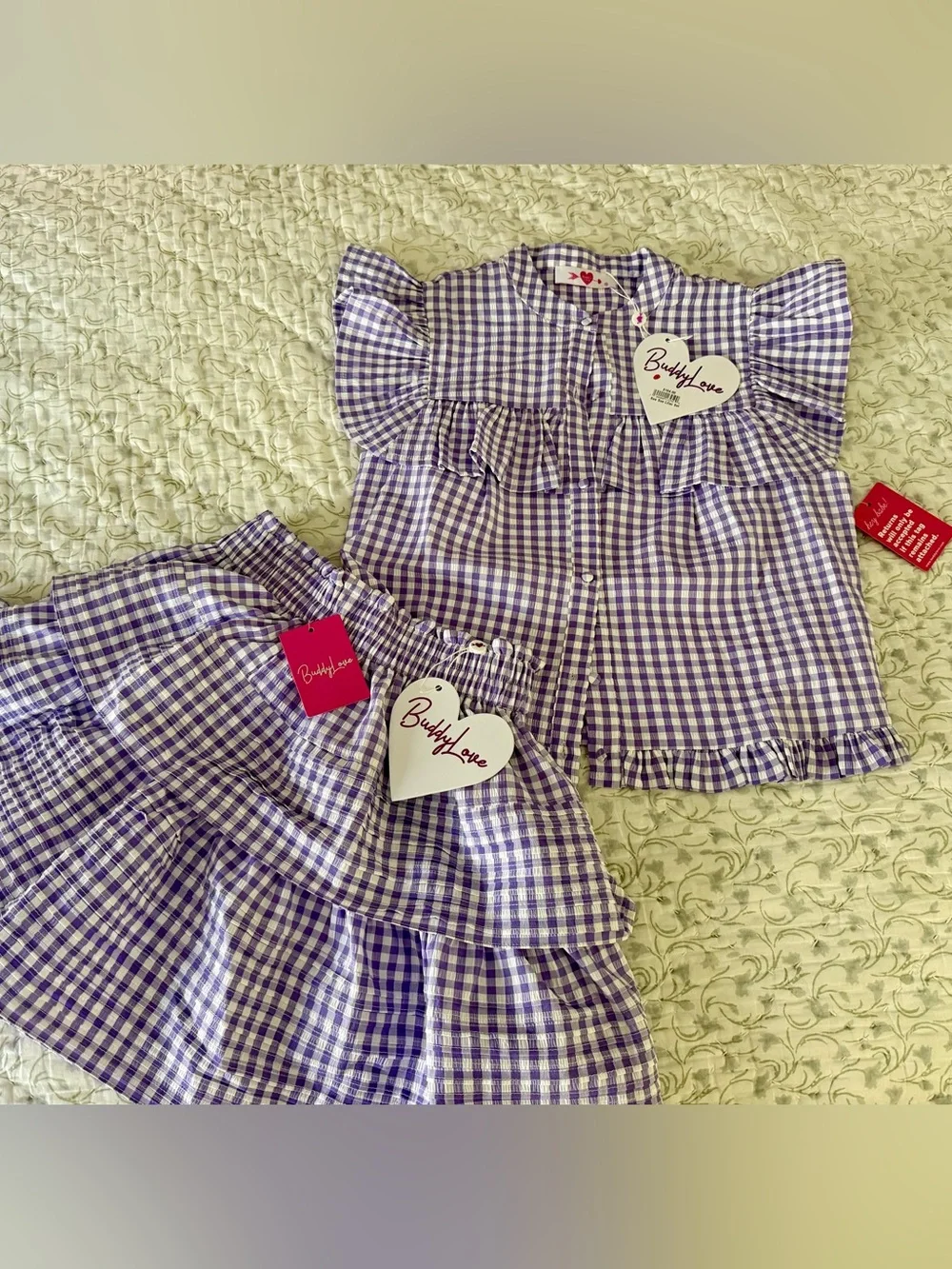 Buddy Love Lavender Gingham Ruffle Skirt Set - Picture 1 of 4